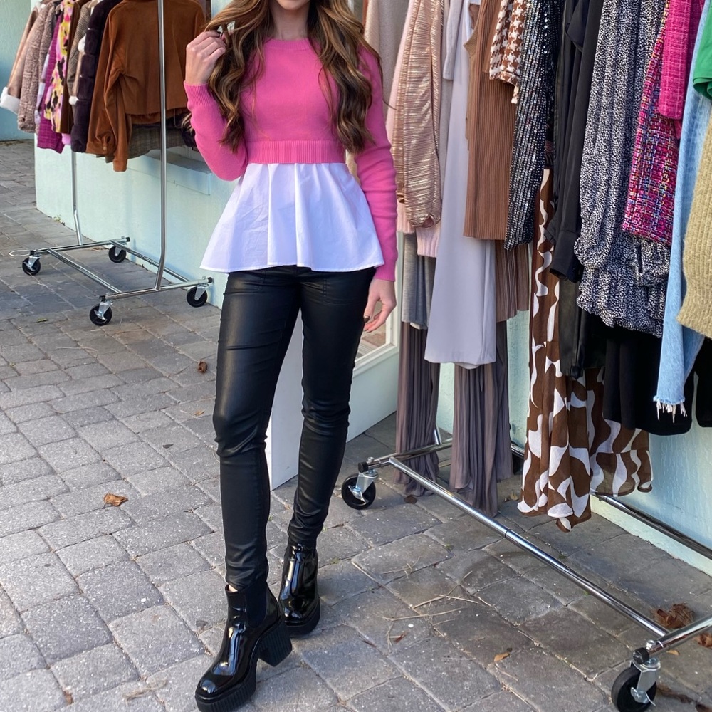 Pink and White Layered sweater